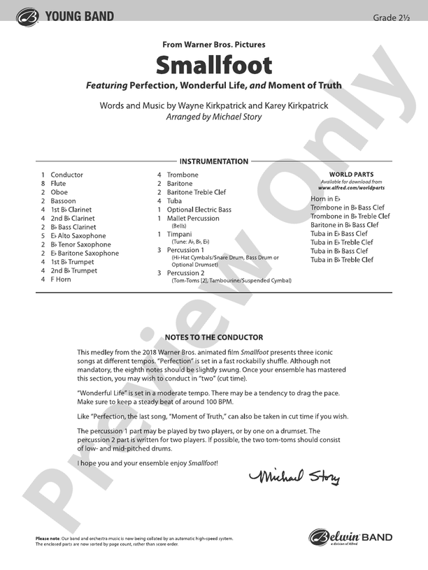 Smallfoot - Concert Band Conductor Score & Parts (Digital Download)