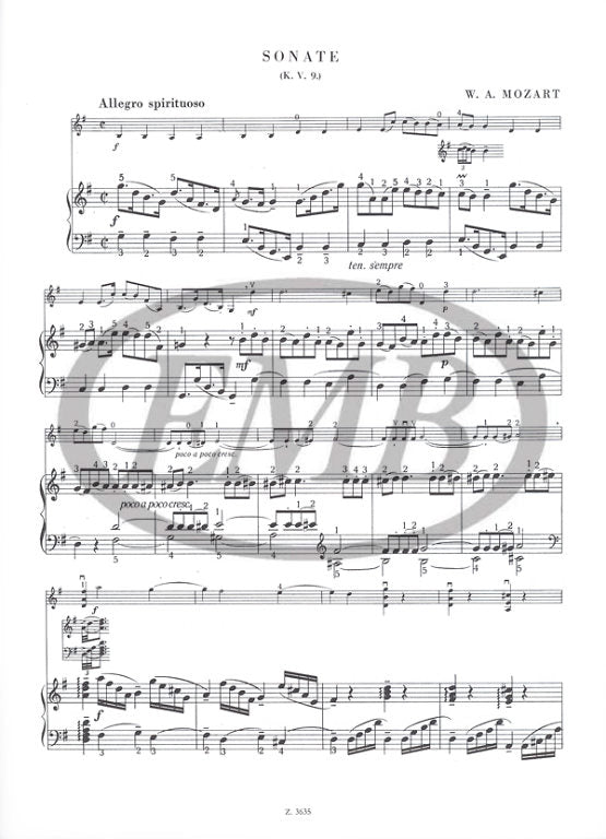 Mozart - Early Sonatas Volume 1 - Violin/Piano Accompaniment EMB Z3635