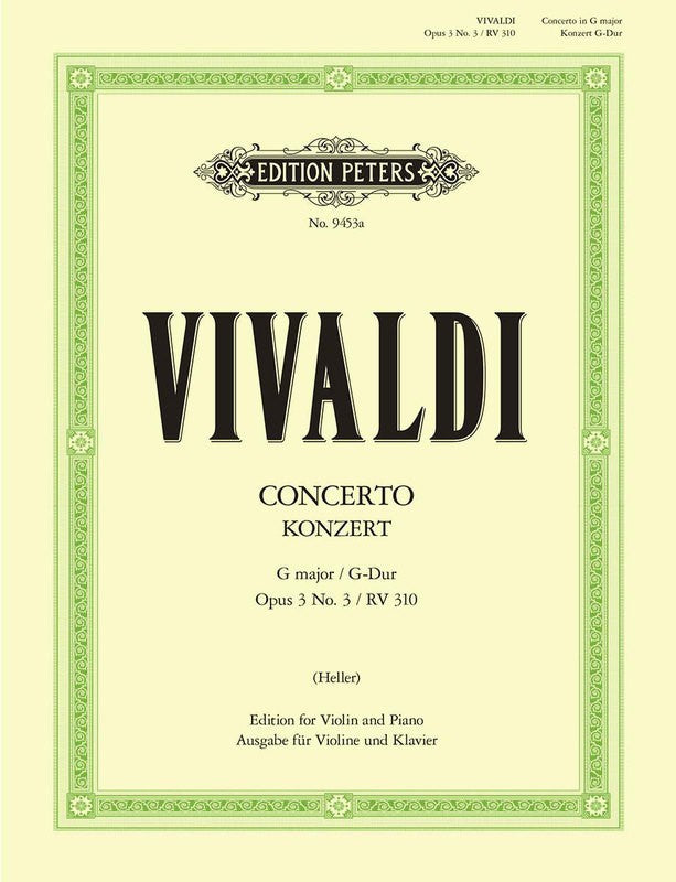Vivaldi - Concerto in Gmaj Op3/3 RV310 - Violin/Piano Accompaniment Peters EP9453A