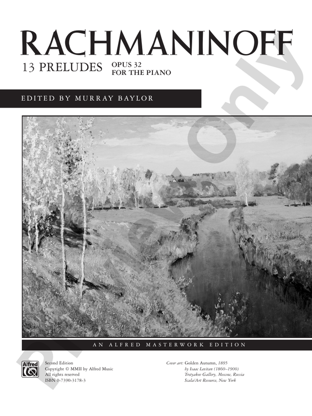 Rachmaninoff - 13 Preludes, Opus 32 - Piano (Digital Download)
