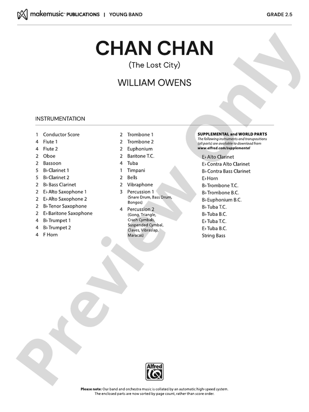 Chan Chan – Concert Band Conductor Score & Parts (Digital Download)