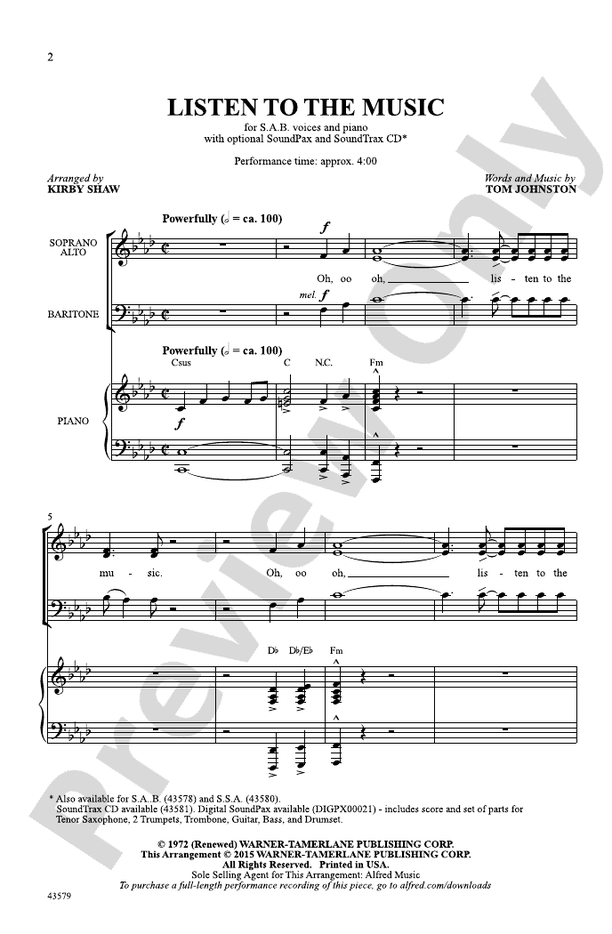 Listen to the Music – SAB Choral Octavo (Digital Download)
