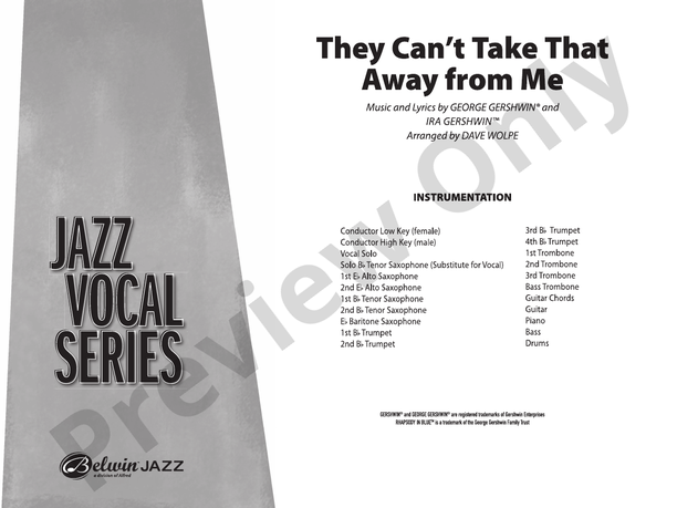 They Can't Take That Away from Me – Jazz Ensemble Conductor Score & Parts (Digital Download)