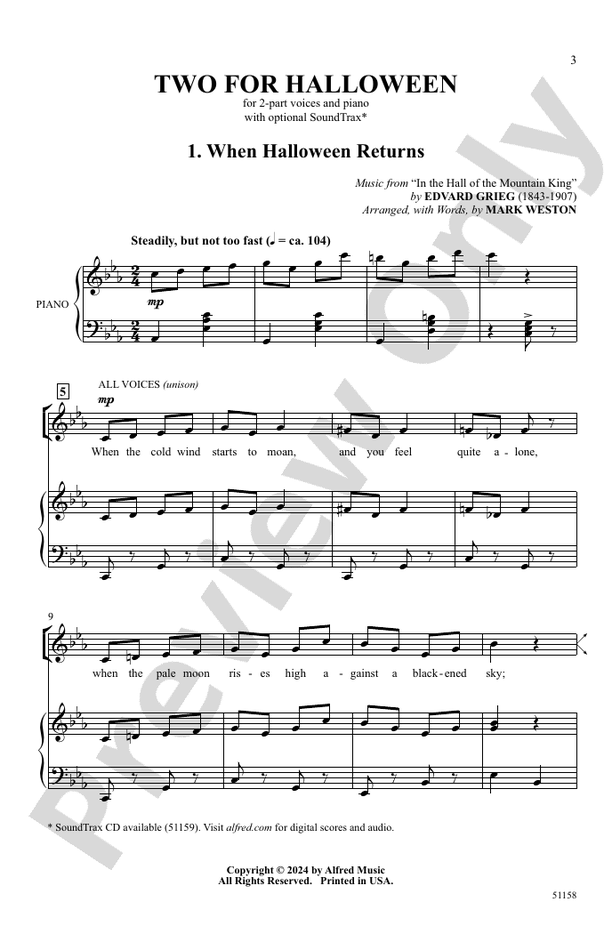 Two for Halloween - 2 Part Treble Choral Octavo (Digital Download)