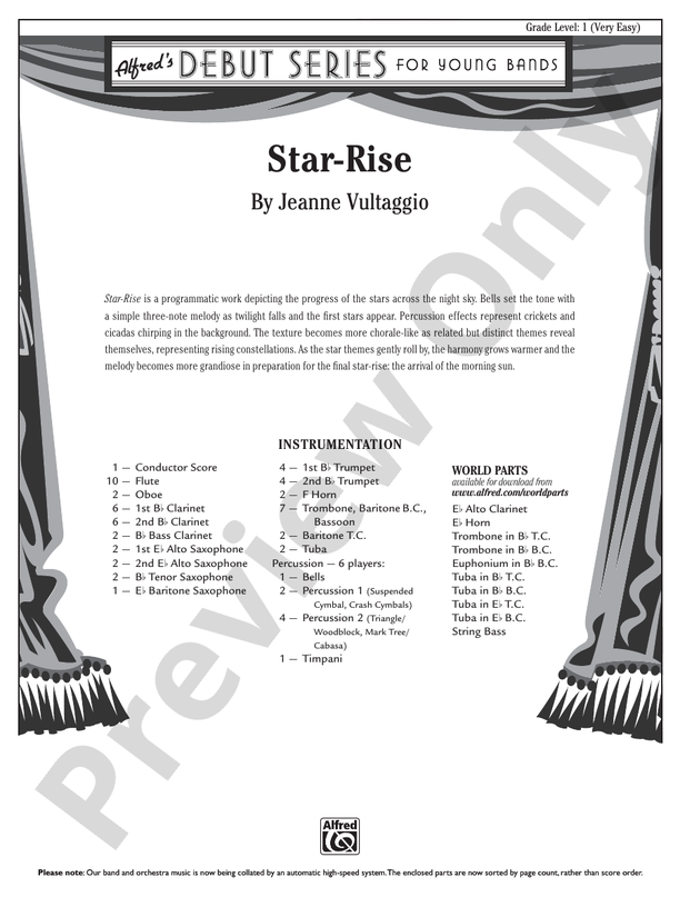 Star-Rise - Concert Band Conductor Score & Parts (Digital Download)