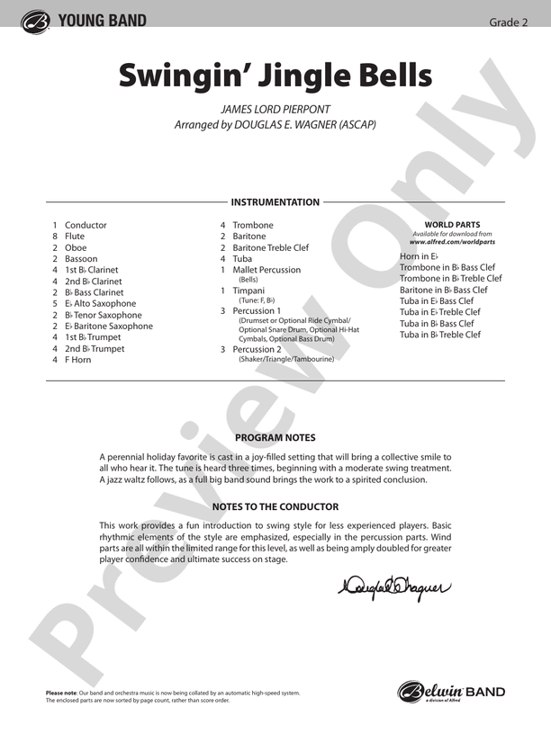 Swingin' Jingle Bells - Concert Band Conductor Score & Parts (Digital Download)