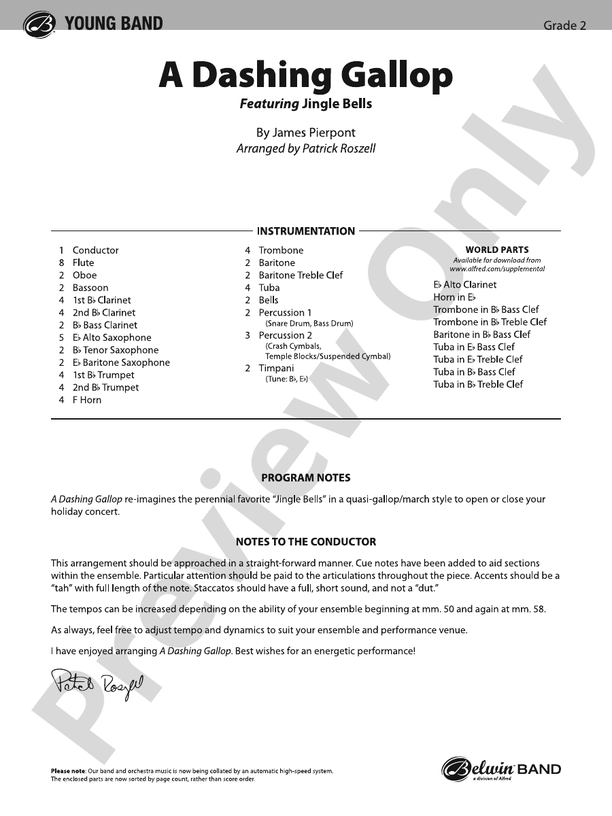 A Dashing Gallop - Concert Band Conductor Score & Parts (Digital Download)