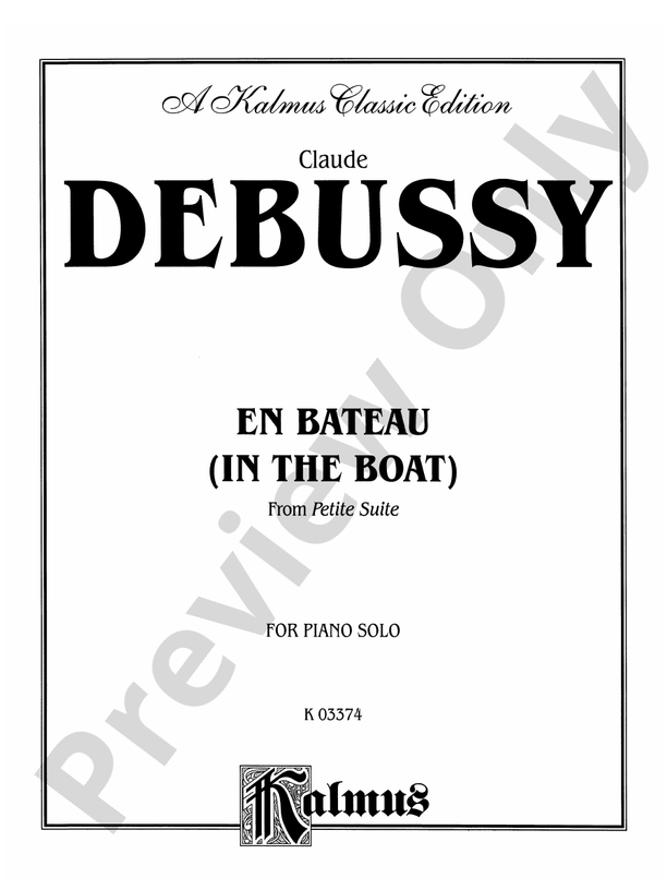 Debussy - En Bateau (from Petite Suite) - Piano Solo (Digital Download)