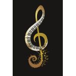 Greeting Card Gold Gilded Treble Clef with Keyboard