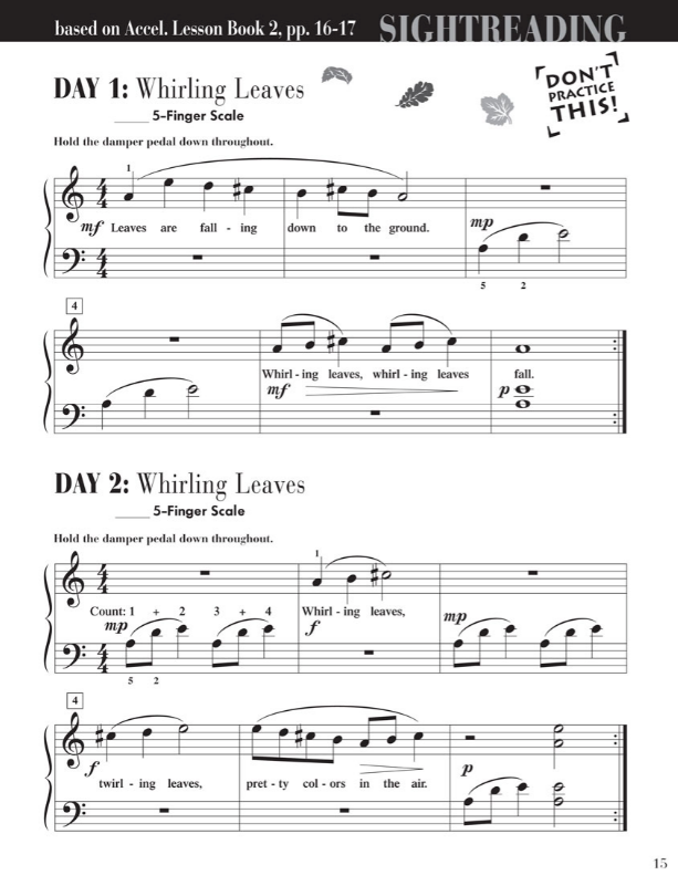 Accelerated Piano Adventures Sightreading Book 2 - Piano by Faber/Faber Hal Leonard 123497