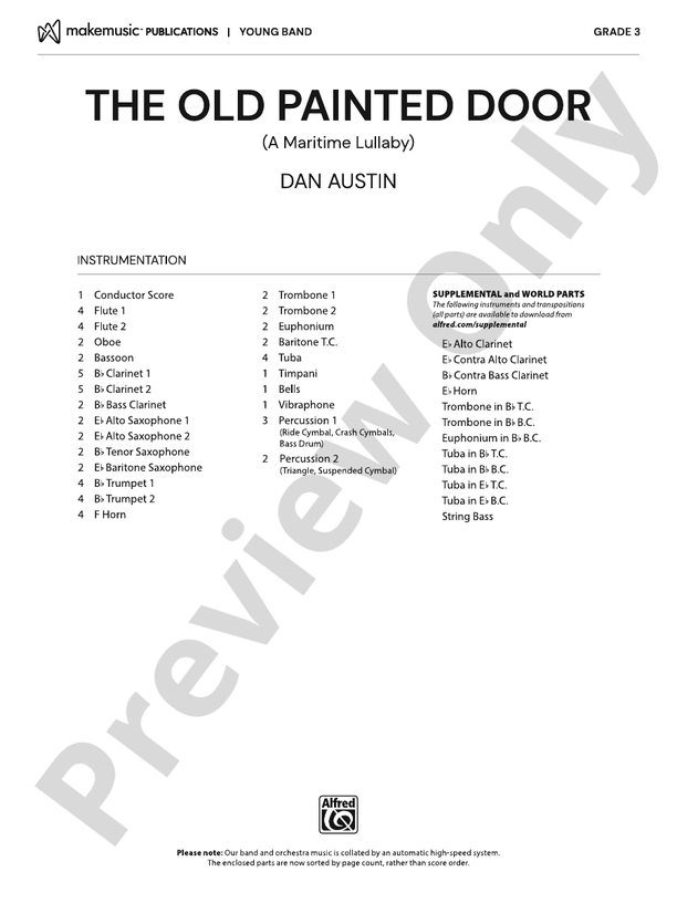 The Old Painted Door - Concert Band Conductor Score & Parts(Digital Download)