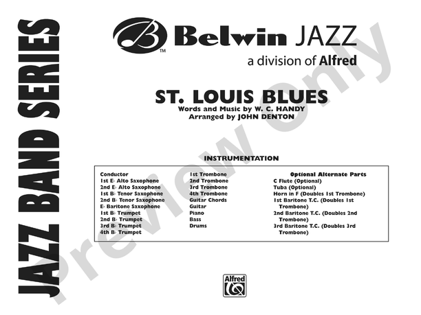 St. Louis Blues (Arr. John Denton) - Jazz Ensemble Conductor Score & Parts (Digital Download)