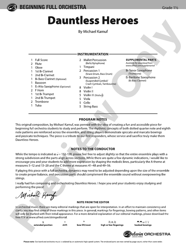 Dauntless Heroes - Full Orchestra Conductor Score & Parts (Digital Download)