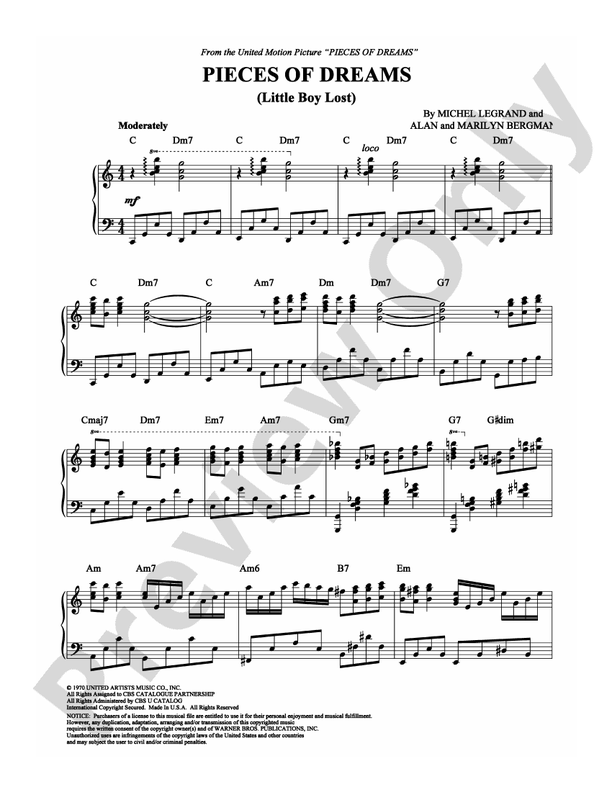 Pieces of Dreams (Little Boy Lost) - Piano (Digital Download)