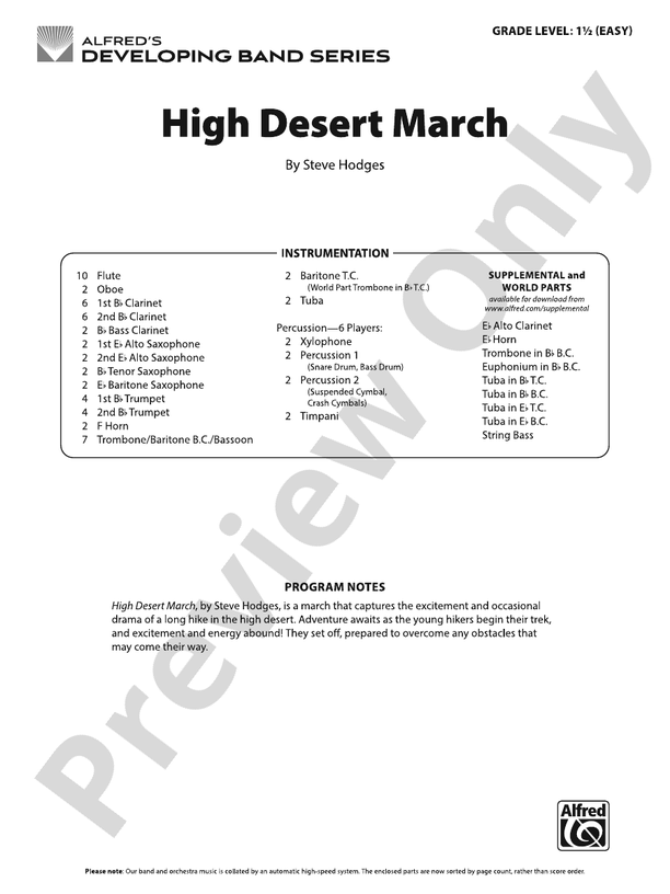 High Desert March – Concert Band Conductor Score & Parts (Digital Download)
