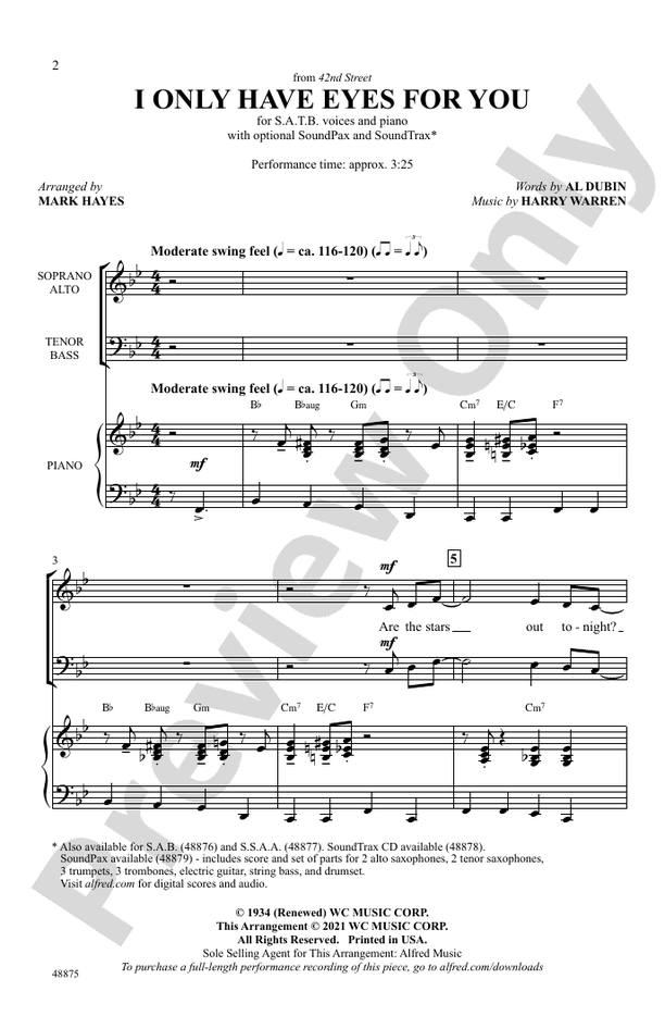 I Only Have Eyes for You – SATB Choral Octavo (Digital Download)