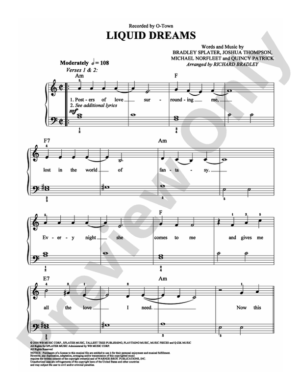 Liquid Dreams - Arr. Richard Bradley - Easy Piano (Digital Download)
