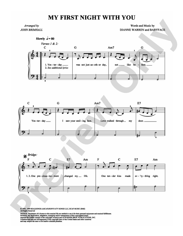 My First Night With You - Arr. John Brimhall - Easy Piano (Digital Download)