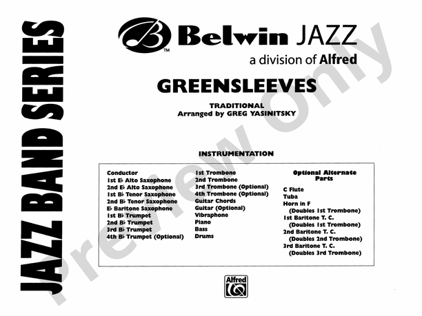 Greensleeves (Grade 3) - Jazz Ensemble Conductor Score & Parts (Digital Download)