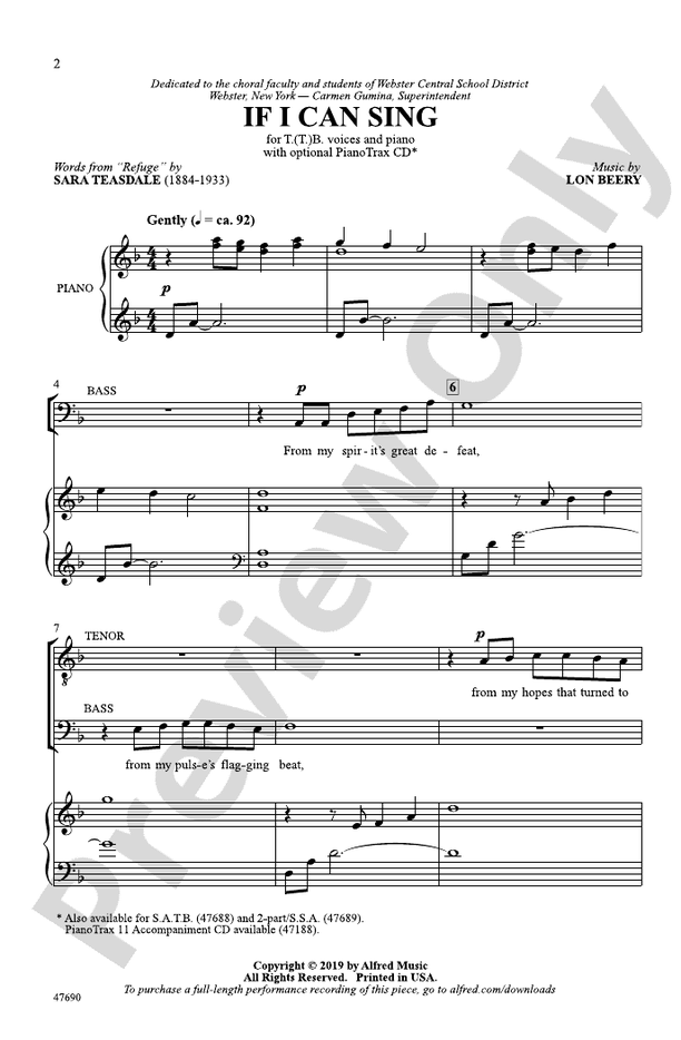 If I Can Sing – T(T)B Choral Octavo (Digital Download)