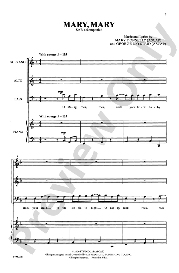 Mary, Mary – SAB Choral Octavo (Digital Download)