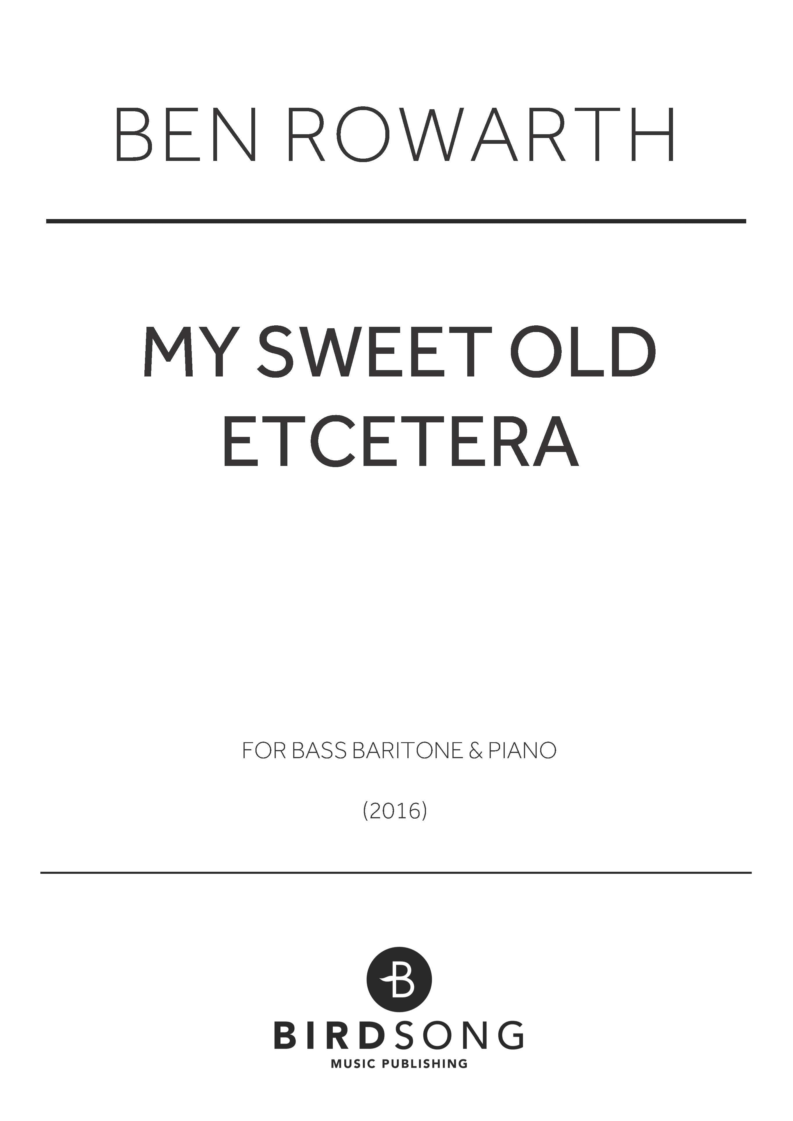 My Sweet Old Etcetera - Voice/Piano (Digital Download)