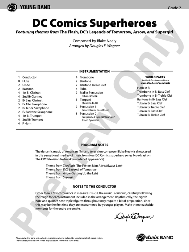 DC Comics Superheroes - Concert Band Conductor Score & Parts (Digital Download)