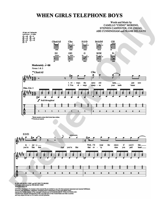 When Girls Telephone Boys - Guitar TAB (Digital Download)
