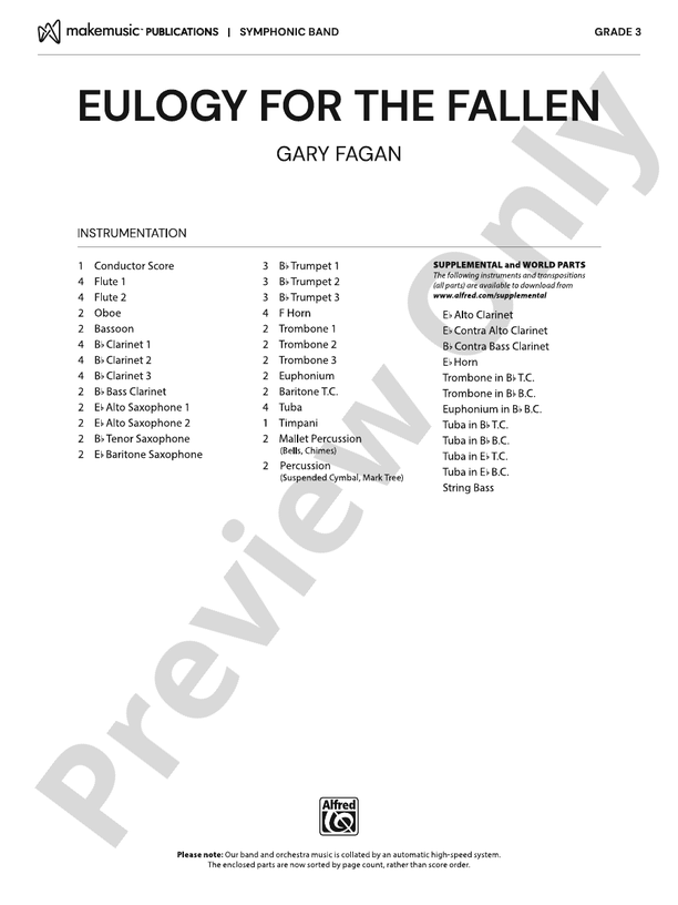 Eulogy for the Fallen – Concert Band Conductor Score & Parts (Digital Download)