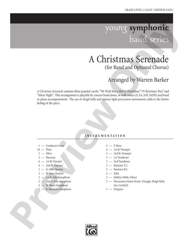 A Christmas Serenade (with optional chorus) - Concert Band Conductor Score & Parts (Digital Download)
