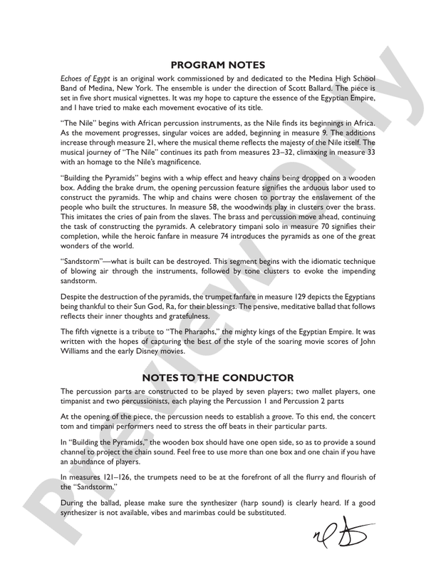Echoes of Egypt - Concert Band Conductor Score & Parts (Digital Download)