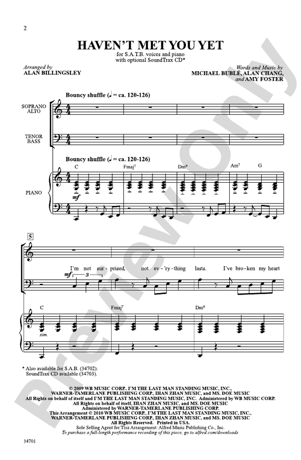 Haven't Met You Yet – SATB Choral Octavo (Digital Download)
