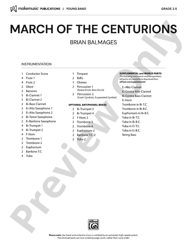March of the Centurions - Concert Band Conductor Score & Parts(Digital Download)