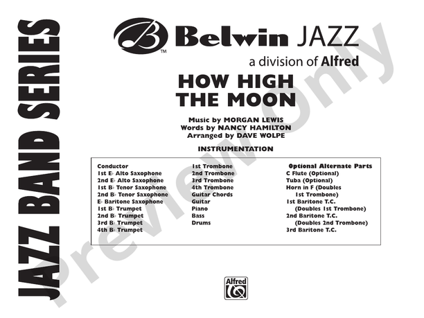 How High the Moon - Jazz Ensemble Conductor Score & Parts(Digital Download)