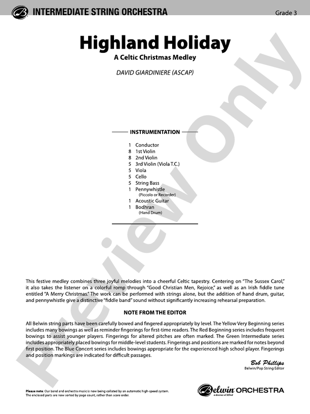 Highland Holiday – String Orchestra Conductor Score & Parts (Digital Download)