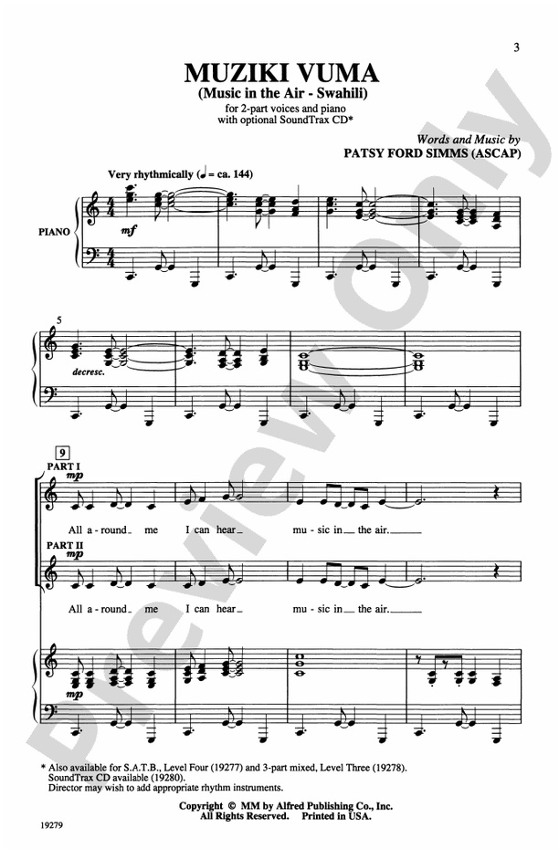 Muziki Vuma (Music in the Air - Swahili) – 2-Part Choral Octavo (Digital Download)