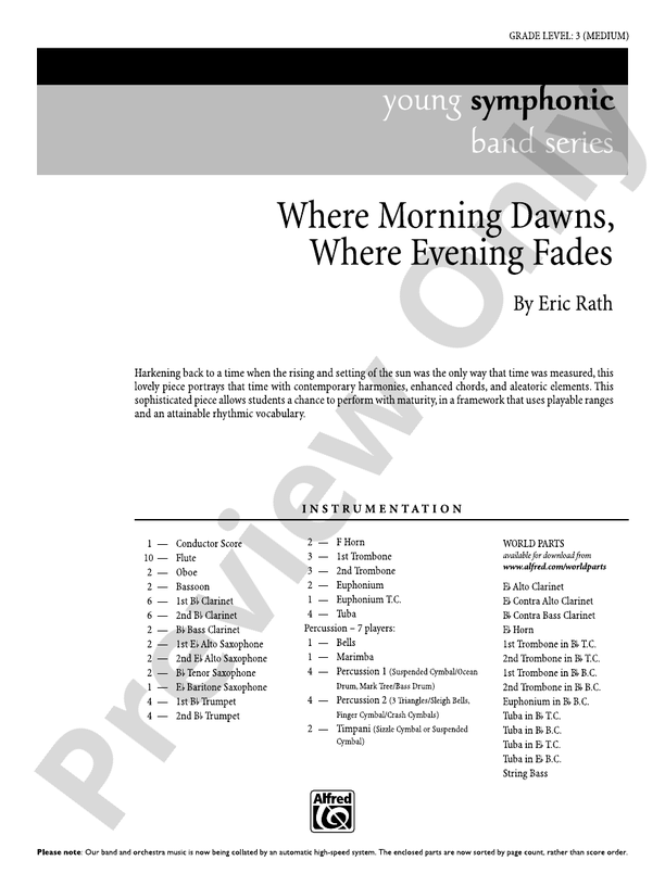 Where Morning Dawns, Where Evening Fades - Concert Band Conductor Score & Parts (Digital Download)