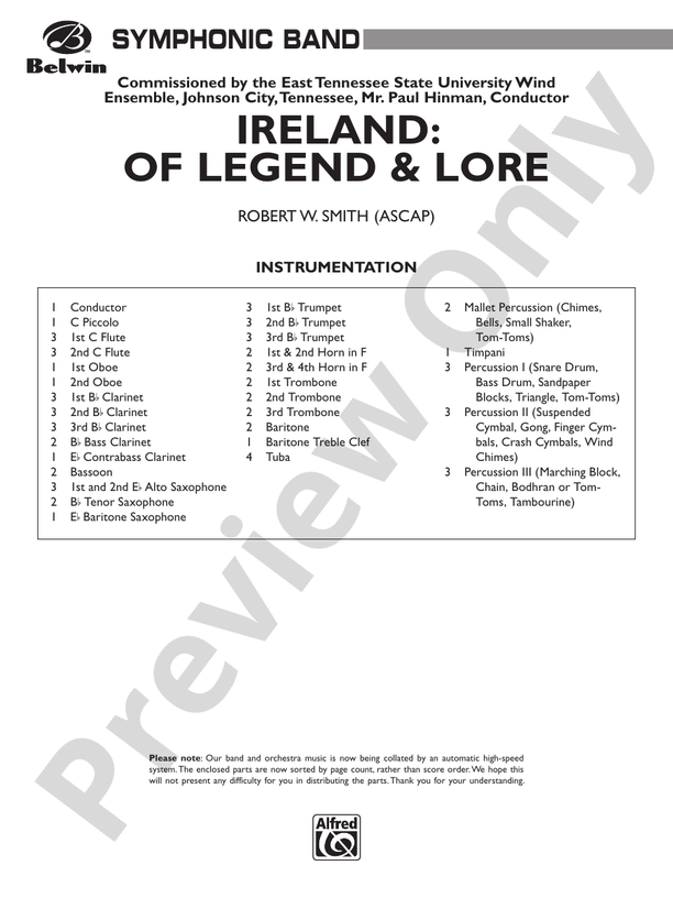 Ireland: Of Legend and Lore - Concert Band Conductor Score & Parts (Digital Download)