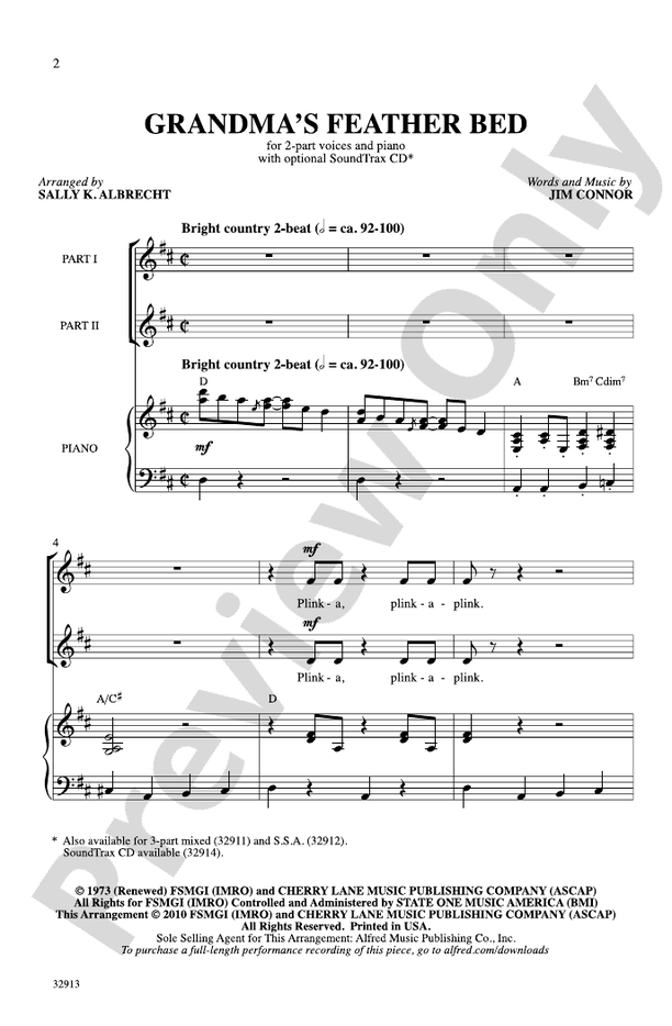 Grandma's Feather Bed – 2-Part Choral Octavo (Digital Download)