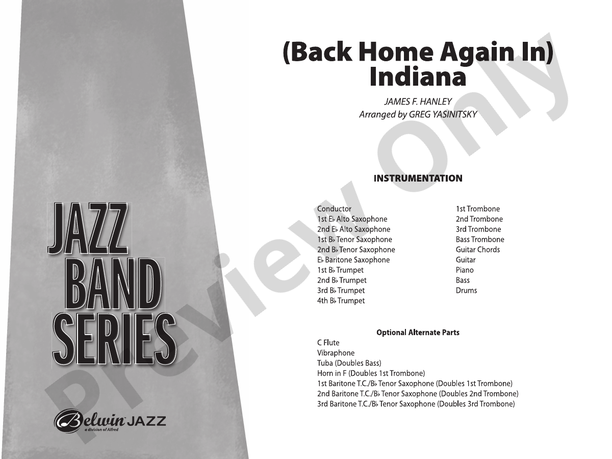(Back Home Again In) Indiana – Jazz Ensemble Conductor Score & Parts (Digital Download)