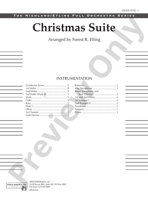 Christmas Suite – Full Orchestra Conductor Score & Parts (Digital Download)