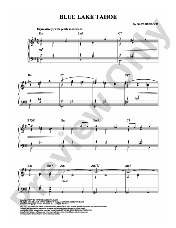 Blue Lake Tahoe - Piano (Digital Download)