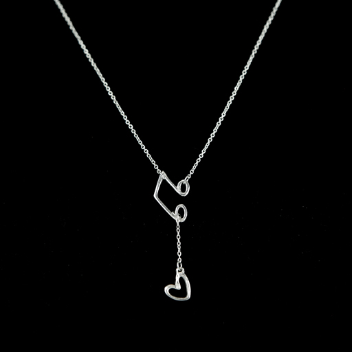 Sterling Silver Chain & Pendant Quavers with Heart