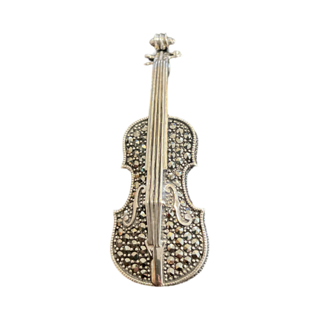 Marcasite Violin Brooch and Pendant