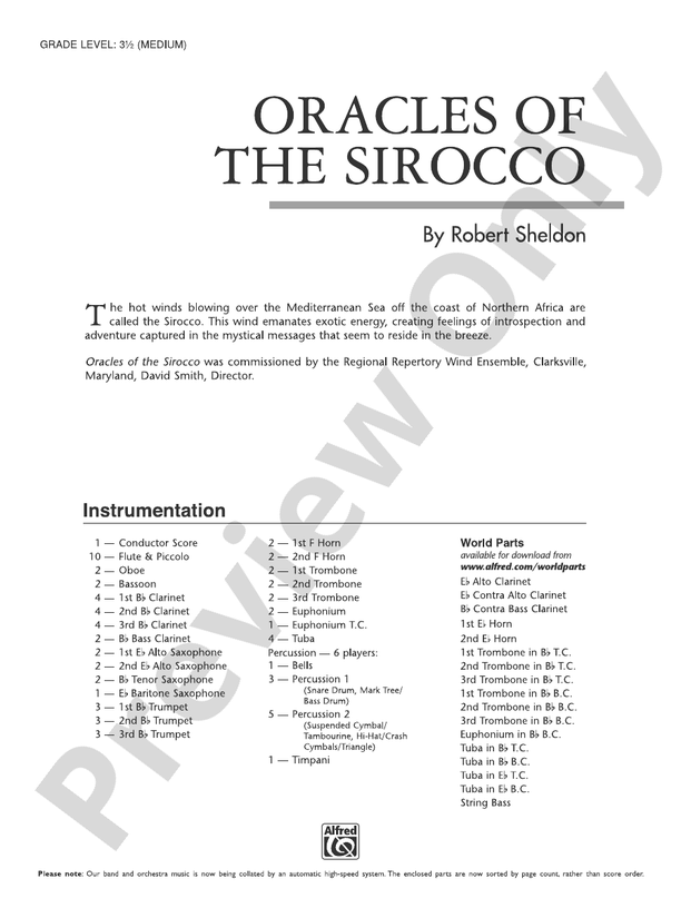 Oracles of the Sirocco - Concert Band Conductor Score & Parts (Digital Download)