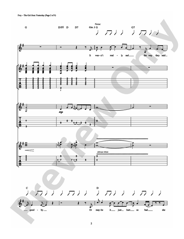 The Girl From Yesterday - Guitar TAB (Digital Download)
