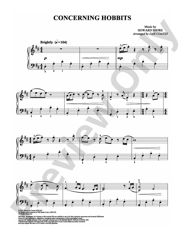 Concerning Hobbits - Easy Piano (Digital Download)
