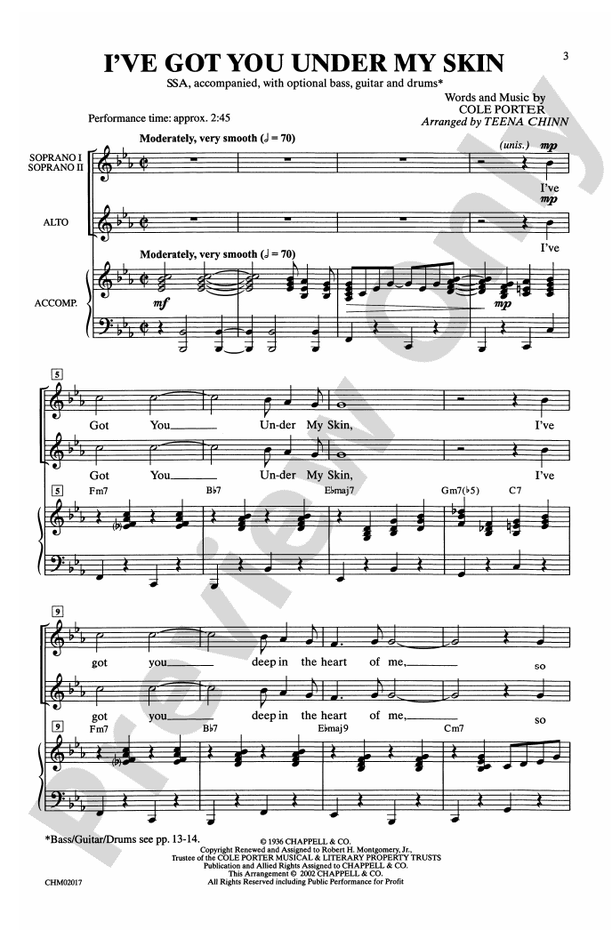 I've Got You Under My Skin – SSA Choral Octavo (Digital Download)
