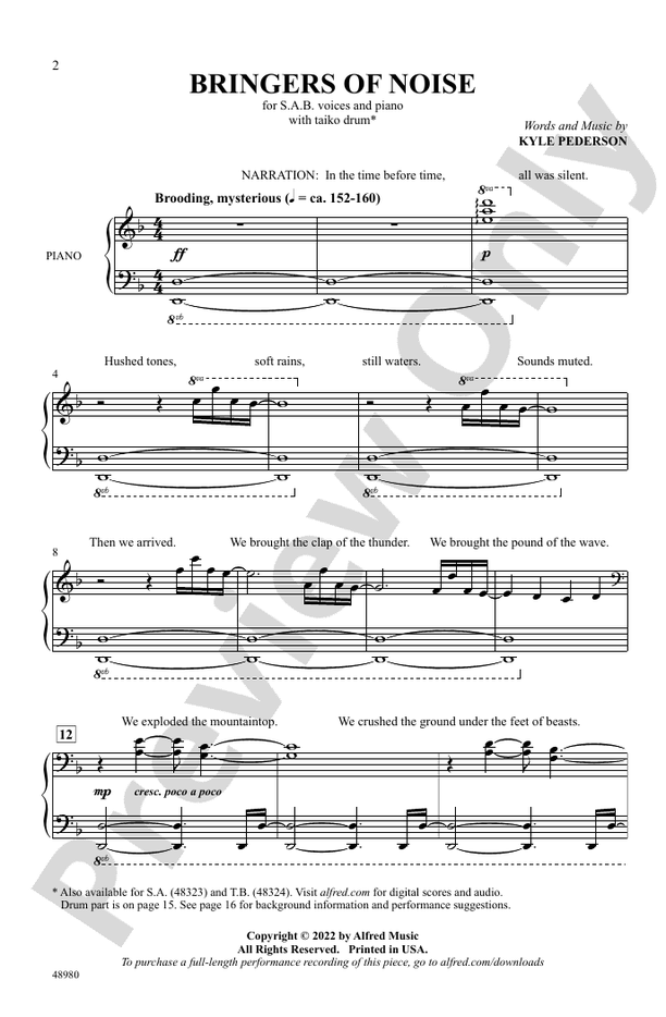Bringers of Noise - SAB Choral Octavo (Digital Download)