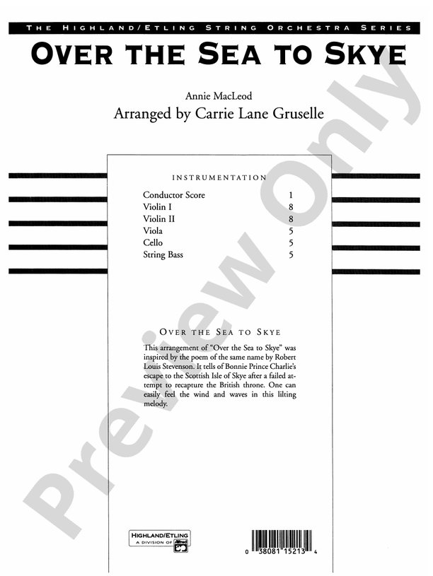 Over the Sea to Skye (Grade 3) – String Orchestra Conductor Score & Parts (Digital Download)